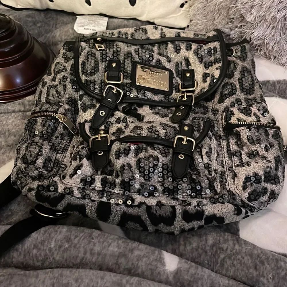 Vintage juicy couture leopard cheetah sequin backpack -knapsack